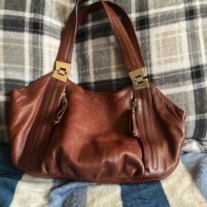 B.Makowsky dark brown satchel tote purse